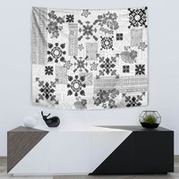 Hawaii Tapa Tribal Tapestry With Hawaiian Quilt Pattern Black - Wonder Print Shop