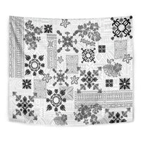 Hawaii Tapa Tribal Tapestry With Hawaiian Quilt Pattern Black - Wonder Print Shop