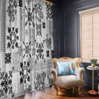 Hawaii Tapa Tribal Window Curtain With Hawaiian Quilt Pattern Black - Wonder Print Shop