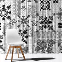 Hawaii Tapa Tribal Window Curtain With Hawaiian Quilt Pattern Black - Wonder Print Shop