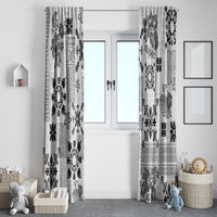 Hawaii Tapa Tribal Window Curtain With Hawaiian Quilt Pattern Black - Wonder Print Shop