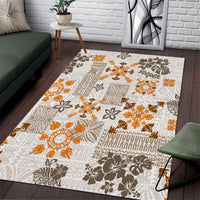 Hawaii Tapa Tribal Area Rug With Hawaiian Quilt Pattern Gold LT9 - Wonder Print Shop
