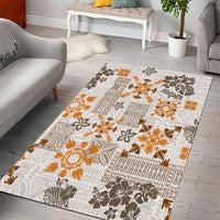 Hawaii Tapa Tribal Area Rug With Hawaiian Quilt Pattern Gold LT9 - Wonder Print Shop