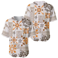 Hawaii Tapa Tribal Baseball Jersey With Hawaiian Quilt Pattern Gold LT9 - Wonder Print Shop