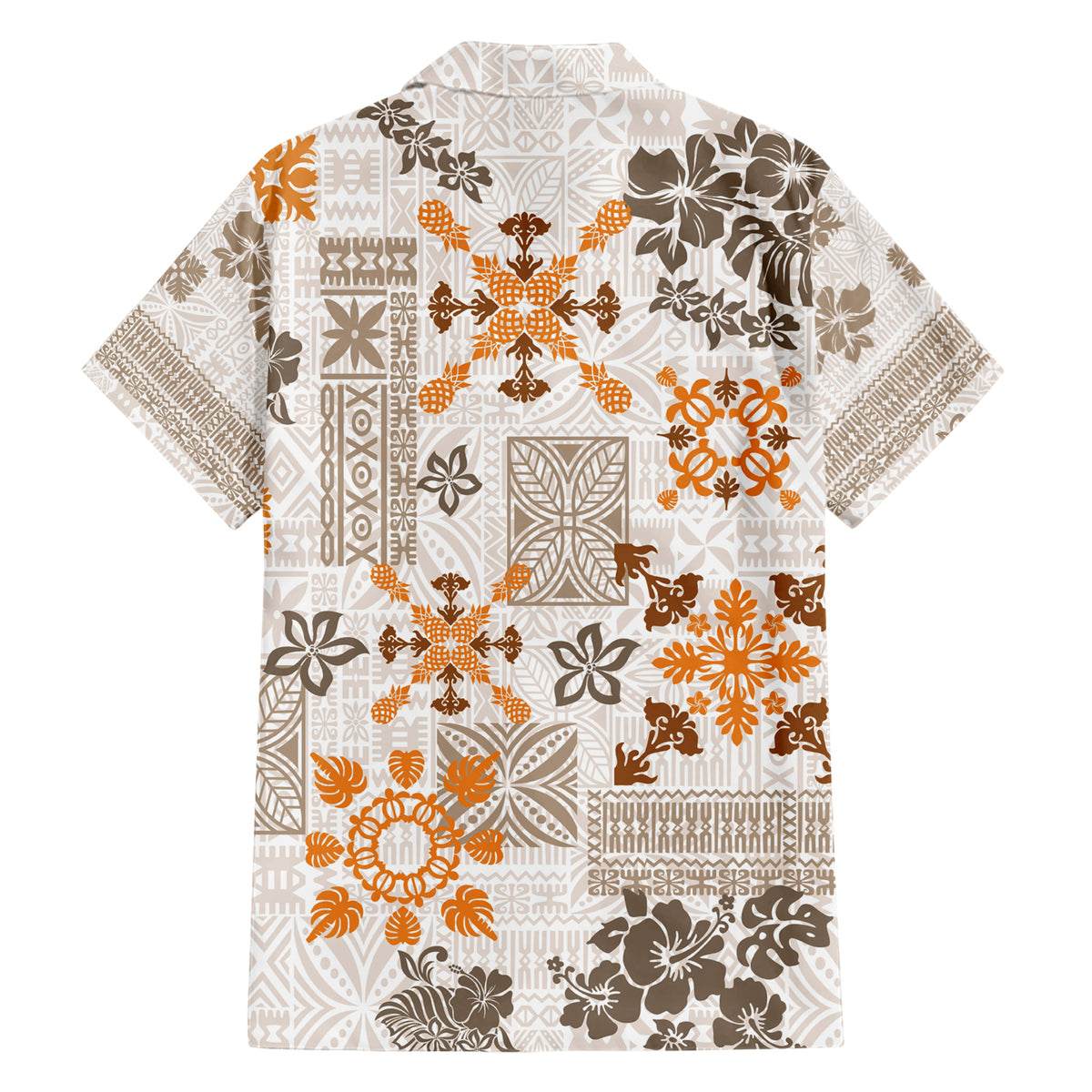 Hawaii Tapa Tribal Family Matching Short Sleeve Bodycon Dress and Hawaiian Shirt With Hawaiian Quilt Pattern Gold - Wonder Print Shop