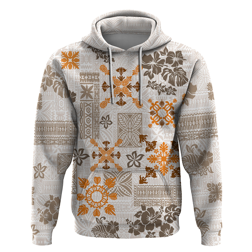 Hawaii Tapa Tribal Hoodie With Hawaiian Quilt Pattern Gold - Wonder Print Shop