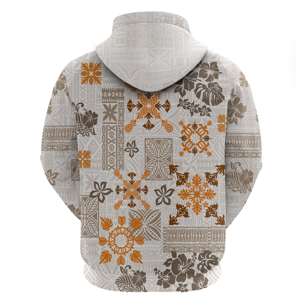 Hawaii Tapa Tribal Hoodie With Hawaiian Quilt Pattern Gold - Wonder Print Shop