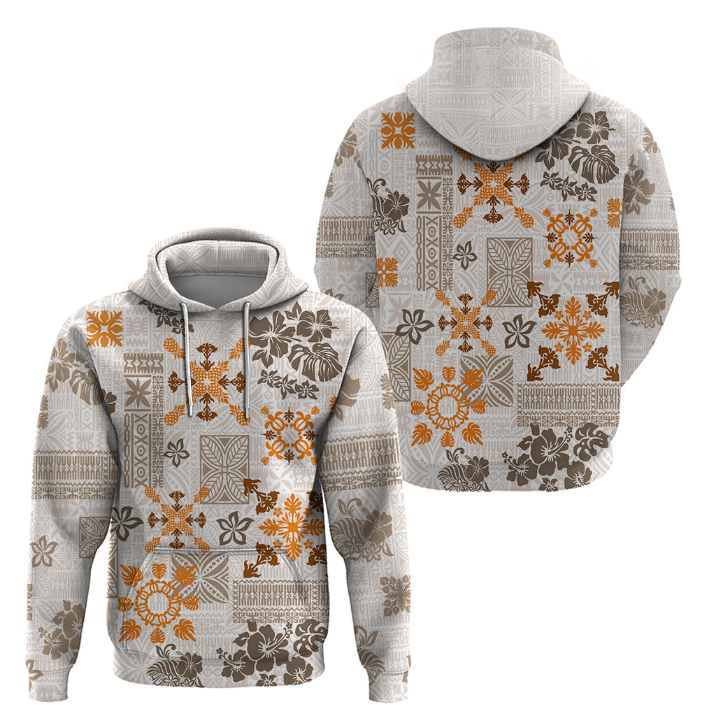 Hawaii Tapa Tribal Hoodie With Hawaiian Quilt Pattern Gold - Wonder Print Shop