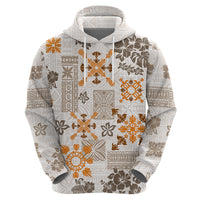 Hawaii Tapa Tribal Hoodie With Hawaiian Quilt Pattern Gold - Wonder Print Shop