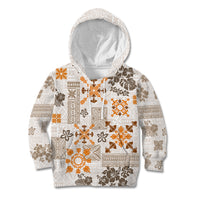 Hawaii Tapa Tribal Kid Hoodie With Hawaiian Quilt Pattern Gold - Wonder Print Shop