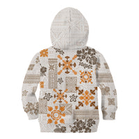 Hawaii Tapa Tribal Kid Hoodie With Hawaiian Quilt Pattern Gold - Wonder Print Shop