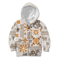 Hawaii Tapa Tribal Kid Hoodie With Hawaiian Quilt Pattern Gold - Wonder Print Shop