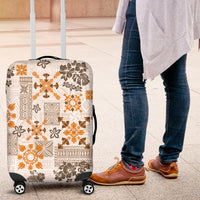 Hawaii Tapa Tribal Luggage Cover With Hawaiian Quilt Pattern Gold - Wonder Print Shop