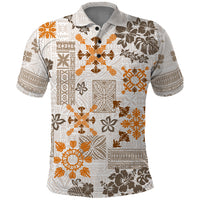 Hawaii Tapa Tribal Polo Shirt With Hawaiian Quilt Pattern Gold - Wonder Print Shop