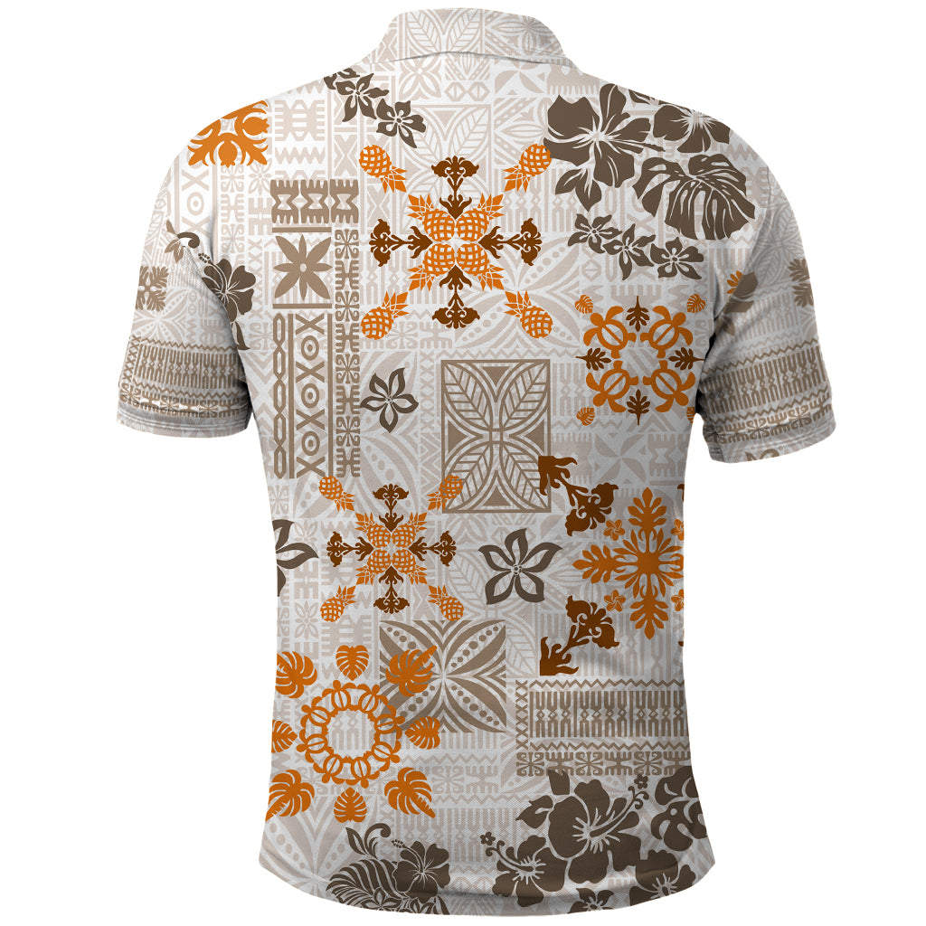Hawaii Tapa Tribal Polo Shirt With Hawaiian Quilt Pattern Gold - Wonder Print Shop