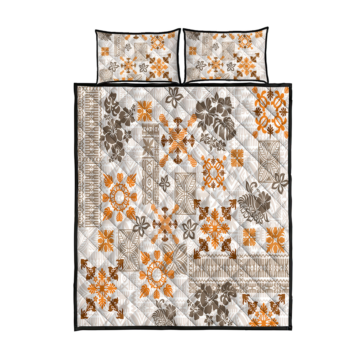 Hawaii Tapa Tribal Quilt Bed Set With Hawaiian Quilt Pattern Gold - Wonder Print Shop