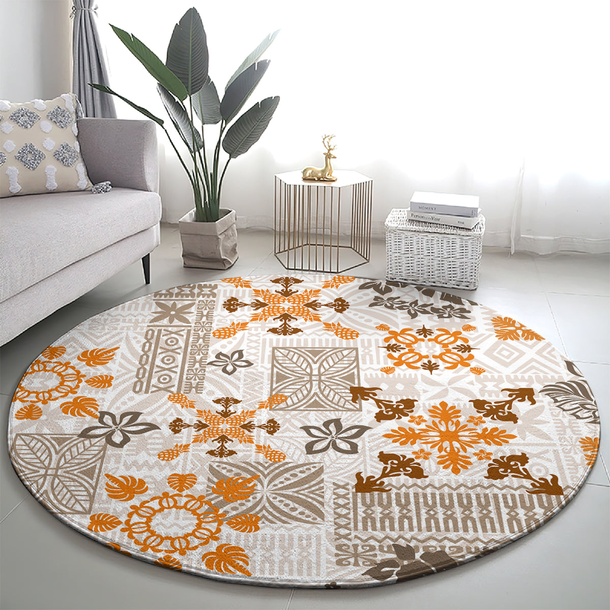 hawaii-tapa-tribal-round-carpet-with-hawaiian-quilt-pattern-gold