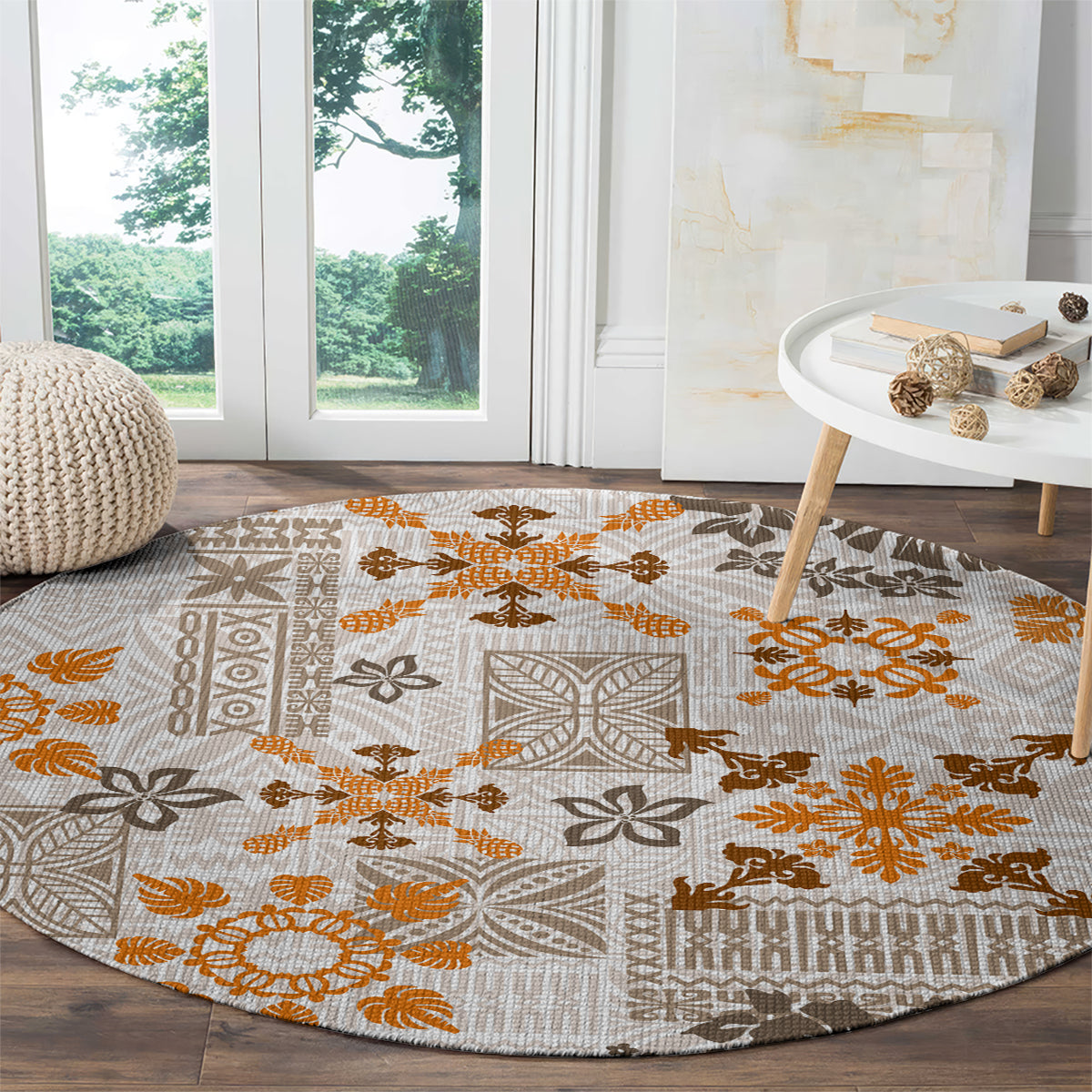 hawaii-tapa-tribal-round-carpet-with-hawaiian-quilt-pattern-gold