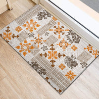 Hawaii Tapa Tribal Rubber Doormat With Hawaiian Quilt Pattern Gold - Wonder Print Shop