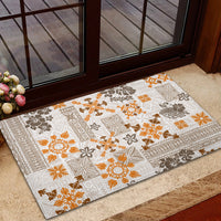 Hawaii Tapa Tribal Rubber Doormat With Hawaiian Quilt Pattern Gold - Wonder Print Shop
