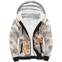Hawaii Tapa Tribal Sherpa Hoodie With Hawaiian Quilt Pattern Gold - Wonder Print Shop