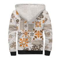 Hawaii Tapa Tribal Sherpa Hoodie With Hawaiian Quilt Pattern Gold - Wonder Print Shop