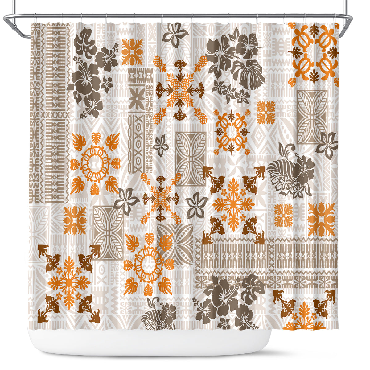 hawaii-tapa-tribal-shower-curtain-with-hawaiian-quilt-pattern-gold