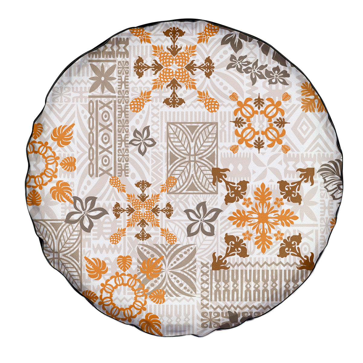 Hawaii Tapa Tribal Spare Tire Cover With Hawaiian Quilt Pattern Gold - Wonder Print Shop