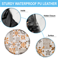 Hawaii Tapa Tribal Spare Tire Cover With Hawaiian Quilt Pattern Gold - Wonder Print Shop