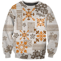 Hawaii Tapa Tribal Sweatshirt With Hawaiian Quilt Pattern Gold - Wonder Print Shop