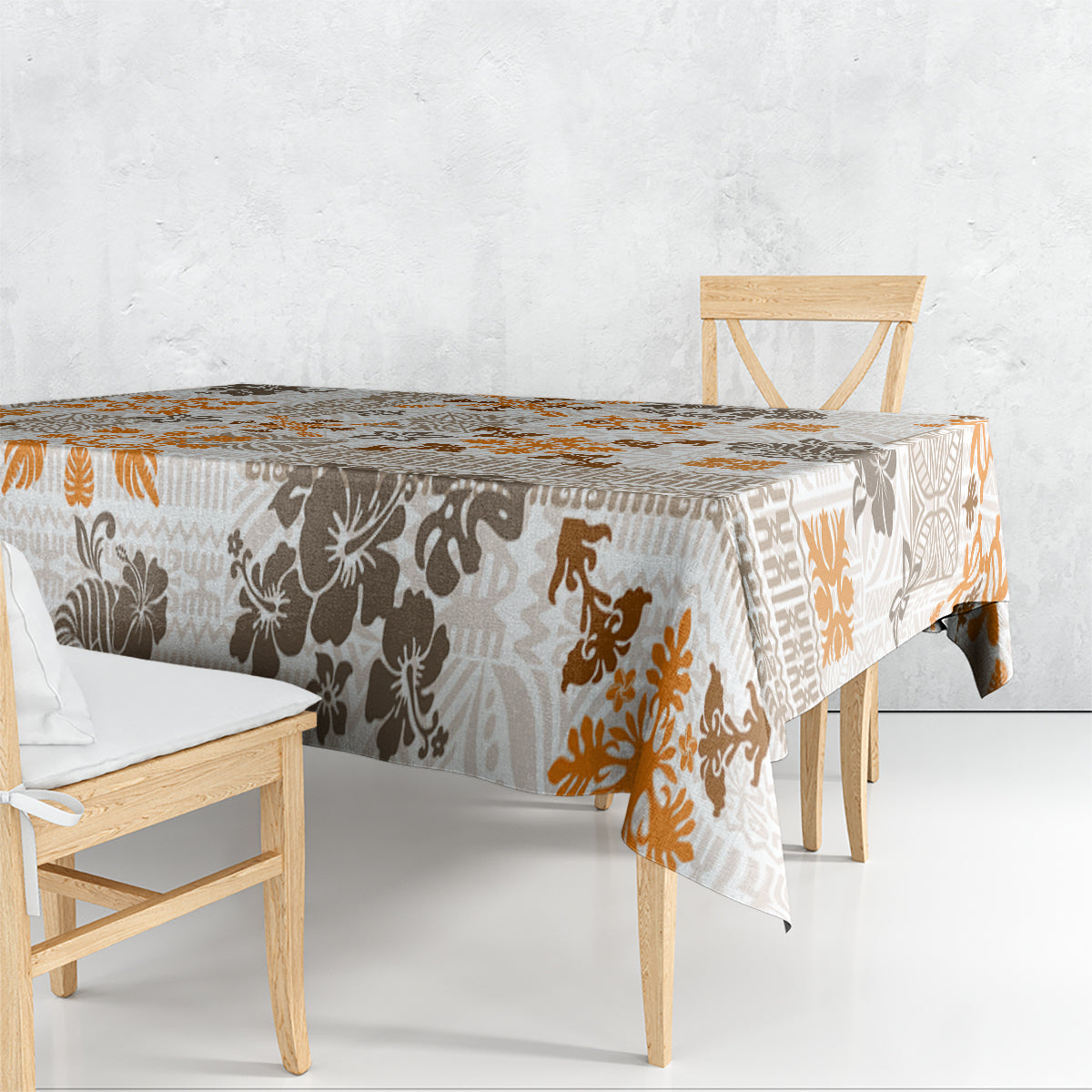 Hawaii Tapa Tribal Tablecloth With Hawaiian Quilt Pattern Gold - Wonder Print Shop