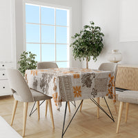 Hawaii Tapa Tribal Tablecloth With Hawaiian Quilt Pattern Gold - Wonder Print Shop