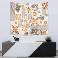 Hawaii Tapa Tribal Tapestry With Hawaiian Quilt Pattern Gold - Wonder Print Shop