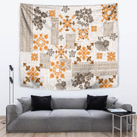 Hawaii Tapa Tribal Tapestry With Hawaiian Quilt Pattern Gold - Wonder Print Shop