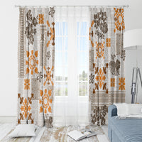 Hawaii Tapa Tribal Window Curtain With Hawaiian Quilt Pattern Gold - Wonder Print Shop