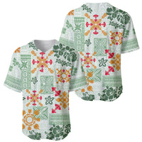 Hawaii Tapa Tribal Baseball Jersey With Hawaiian Quilt Pattern Green LT9 - Wonder Print Shop