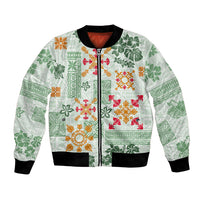 Hawaii Tapa Tribal Bomber Jacket With Hawaiian Quilt Pattern Green LT9 - Wonder Print Shop