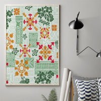 Hawaii Tapa Tribal Canvas Wall Art With Hawaiian Quilt Pattern Green LT9 - Wonder Print Shop