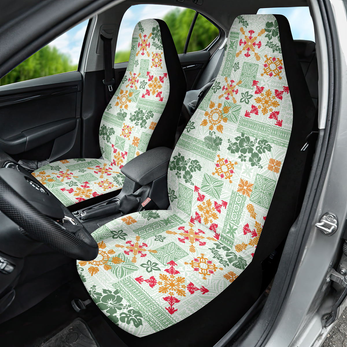 Hawaii Tapa Tribal Car Seat Cover With Hawaiian Quilt Pattern Green LT9 - Wonder Print Shop