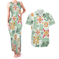Hawaii Tapa Tribal Couples Matching Tank Maxi Dress and Hawaiian Shirt With Hawaiian Quilt Pattern Green LT9 - Wonder Print Shop