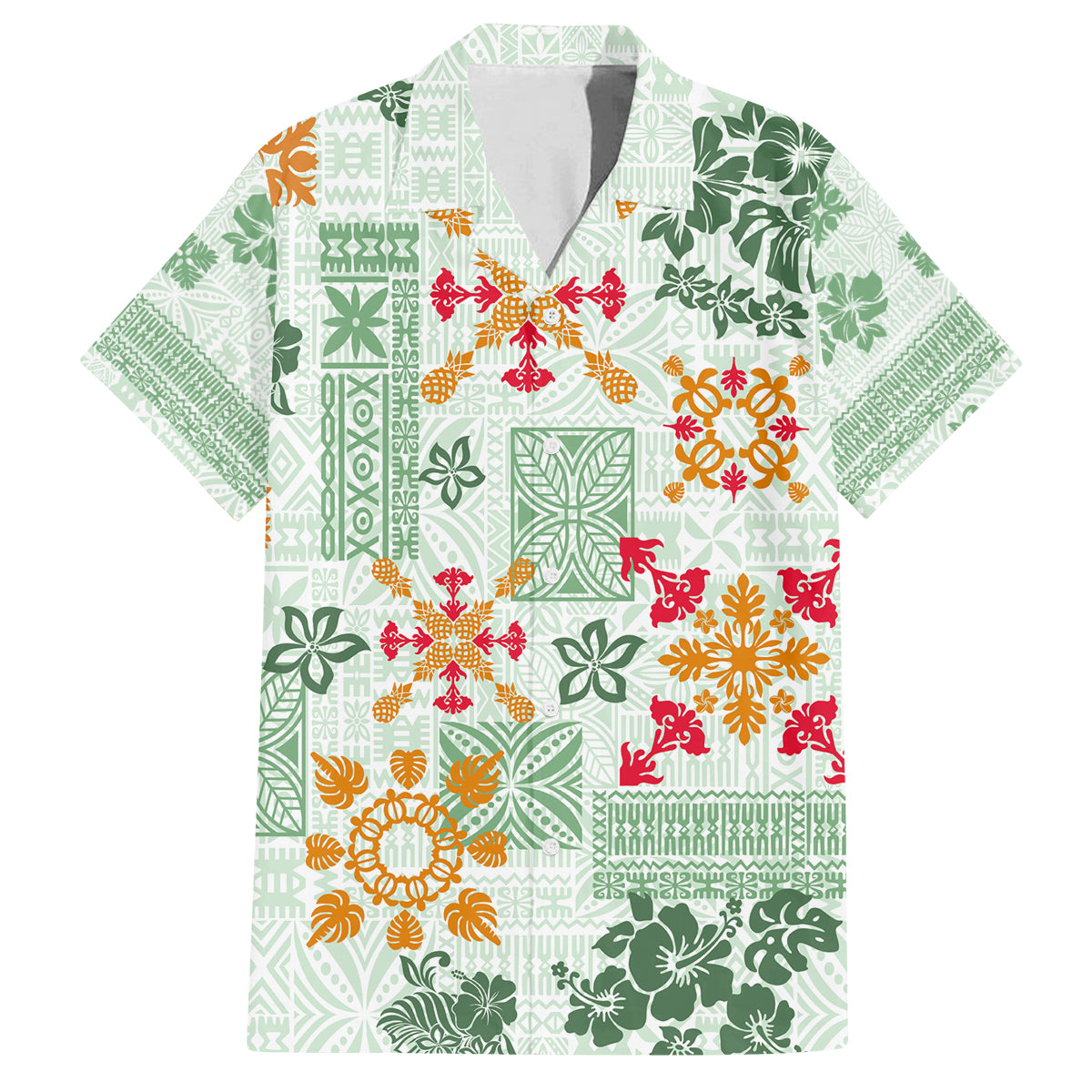 Hawaii Tapa Tribal Family Matching Long Sleeve Bodycon Dress and Hawaiian Shirt With Hawaiian Quilt Pattern Green LT9 - Wonder Print Shop
