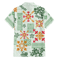 Hawaii Tapa Tribal Family Matching Tank Maxi Dress and Hawaiian Shirt With Hawaiian Quilt Pattern Green - Wonder Print Shop