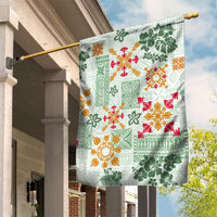 Hawaii Tapa Tribal Garden Flag With Hawaiian Quilt Pattern Green - Wonder Print Shop