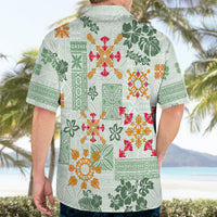 Hawaii Tapa Tribal Hawaiian Shirt With Hawaiian Quilt Pattern Green - Wonder Print Shop