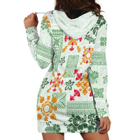 Hawaii Tapa Tribal Hoodie Dress With Hawaiian Quilt Pattern Green - Wonder Print Shop