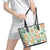 Hawaii Tapa Tribal Leather Tote Bag With Hawaiian Quilt Pattern Green - Wonder Print Shop