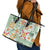 Hawaii Tapa Tribal Leather Tote Bag With Hawaiian Quilt Pattern Green - Wonder Print Shop