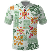 Hawaii Tapa Tribal Polo Shirt With Hawaiian Quilt Pattern Green - Wonder Print Shop