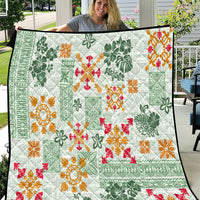 Hawaii Tapa Tribal Quilt With Hawaiian Quilt Pattern Green - Wonder Print Shop