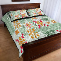 Hawaii Tapa Tribal Quilt Bed Set With Hawaiian Quilt Pattern Green - Wonder Print Shop